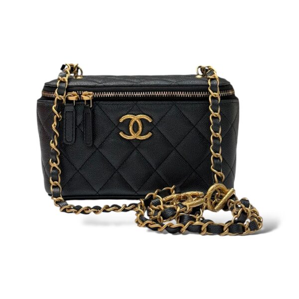 Chanel Black Caviar Leather Small CC Vanity Case Bag GHW - Image 2