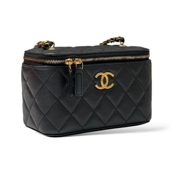 Chanel Black Caviar Leather Small CC Vanity Case Bag GHW - Image 3