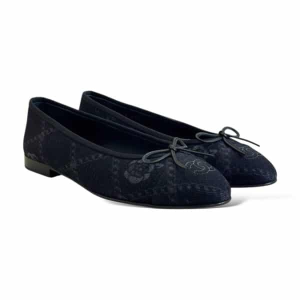 CHANEL Ballerina 39 EU Denim Bleu Flats