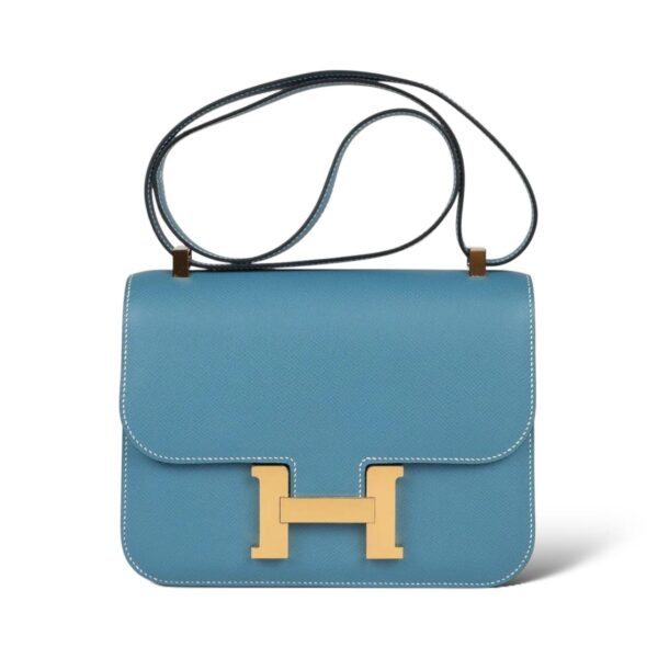 Hermes Constance 18 Bleu Jean Epsom GHW