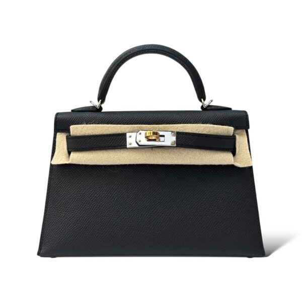 Hermes Kelly Mini Black Epsom Electrum Hardware