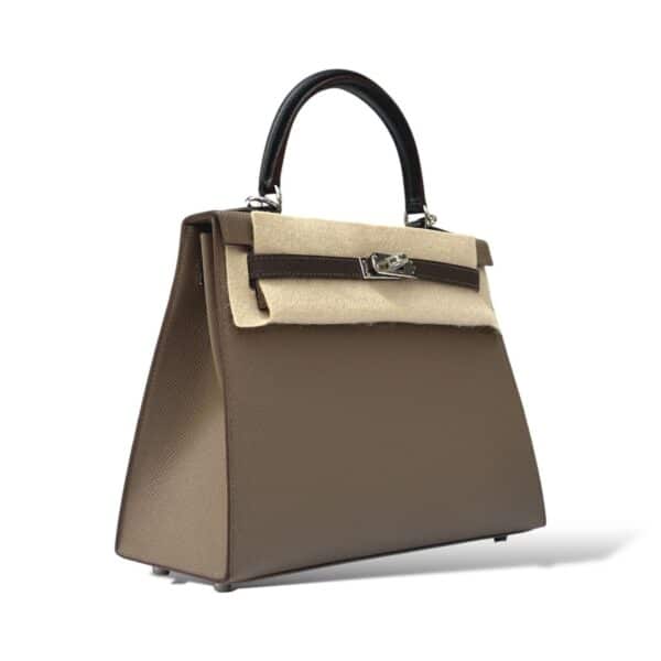Hermes Kelly 25 Tricolor Etoupe/Ecorce/Black Epsom PHW - Image 2