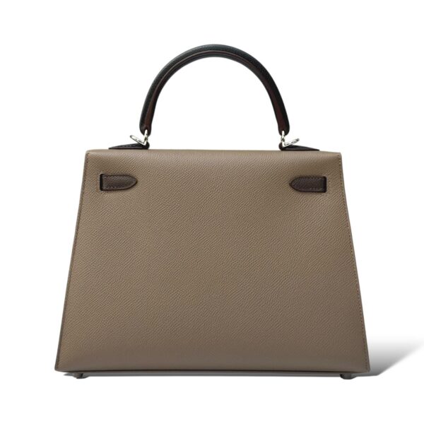 Hermes Kelly 25 Tricolor Etoupe/Ecorce/Black Epsom PHW - Image 4