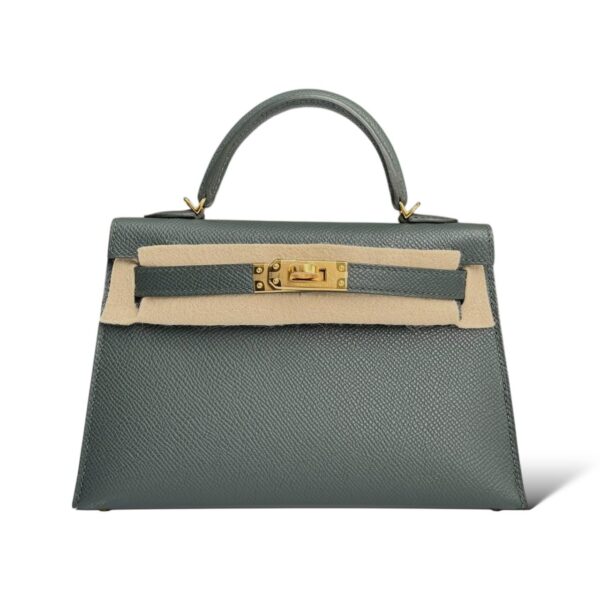 Hermes Kelly Mini Vert Mangrove Epsom GHW