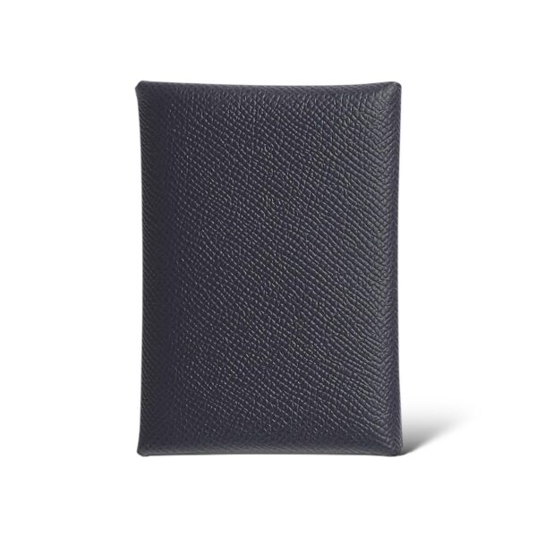 Hermes Calvi Duo Bleu Indigo Compact Card Holder PHW - Image 2