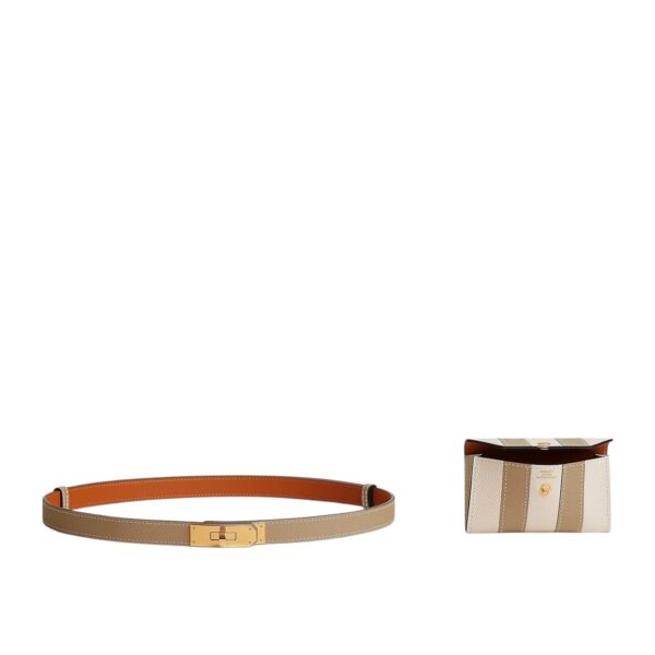 Hermes Kelly Pocket Bayadere Trench/Craie Belt GHW - Image 2