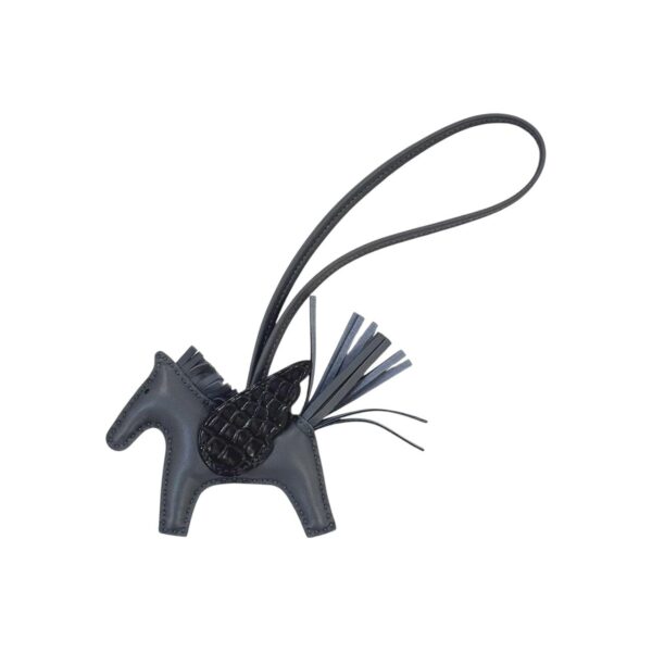 Hermes Rodeo Charm Gris Misty/Noir Croco Wings PM
