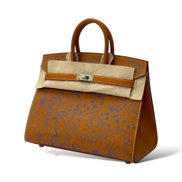 Hermes Birkin 25 Naturel Sable/Bleu Butler PHW - Image 5