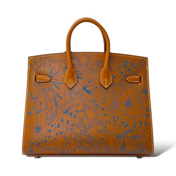 Hermes Birkin 25 Naturel Sable/Bleu Butler PHW - Image 4