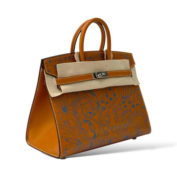 Hermes Birkin 25 Naturel Sable/Bleu Butler PHW - Image 2
