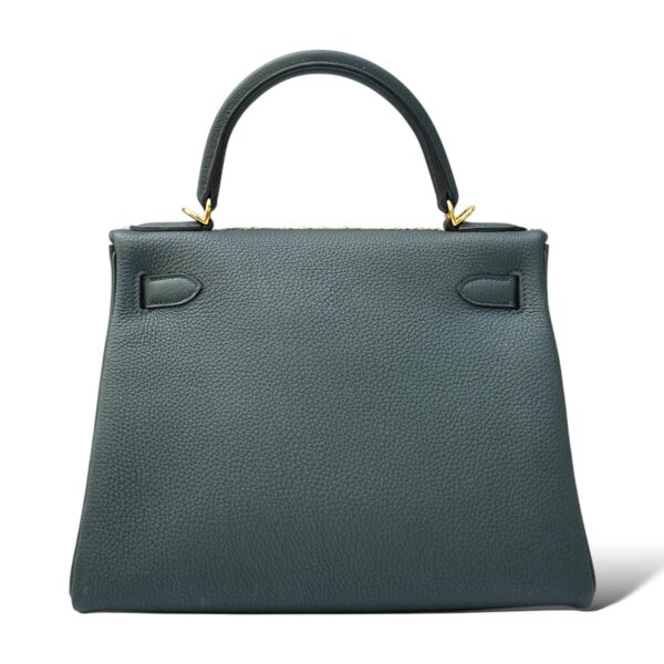 Hermes Kelly 28 Vert Cypress Togo GHW with Hand Painted Design - Image 4