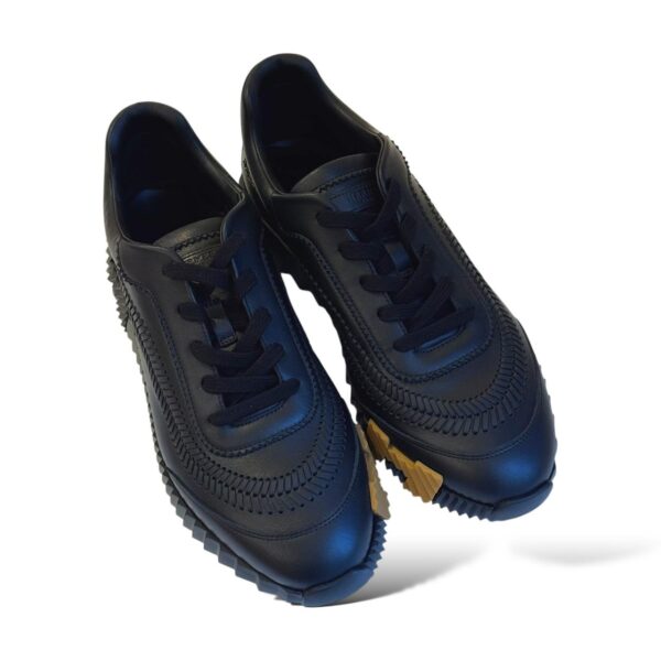 Hermes Bouncing 44 EU Black Herringbone Braided Sneakers - Image 3