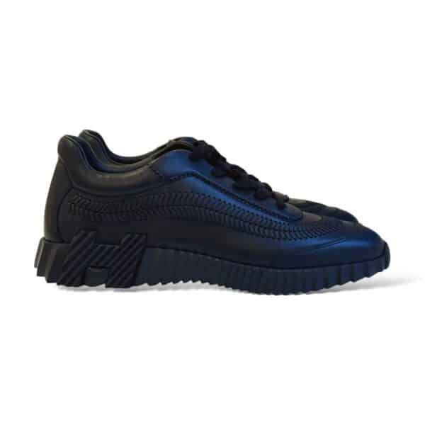 Hermes Bouncing 44 EU Black Herringbone Braided Sneakers - Image 4