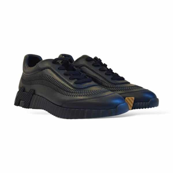 Hermes Bouncing 44 EU Black Herringbone Braided Sneakers