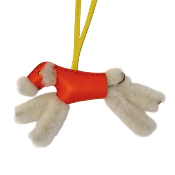 Hermes Dog Shearling Lime/Orange Charm - Image 2