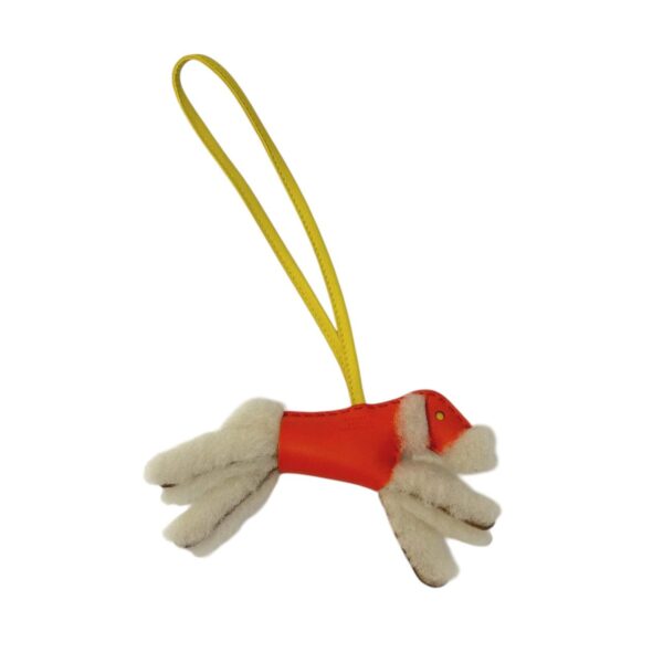 Hermes Dog Shearling Lime/Orange Charm - Image 3