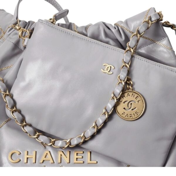 Chanel 22 Small Gray Tote Bag - Image 3