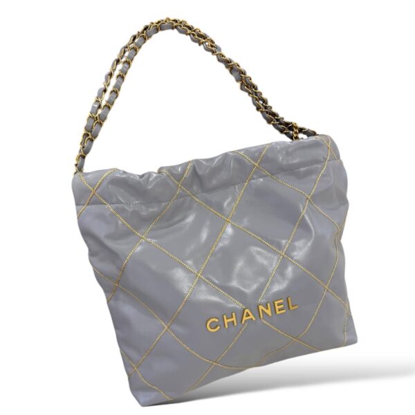 Chanel 22 Small Gray Tote Bag - Image 4