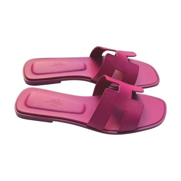 Hermes Oran 38.5 EU Rose Bougainvillier Sandals - Image 3