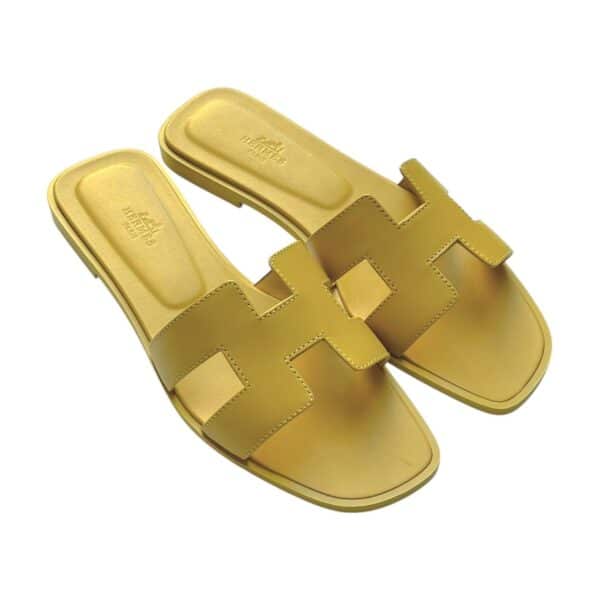 Hermes Oran 38.5 EU Jaune Imperial Sandals - Image 2