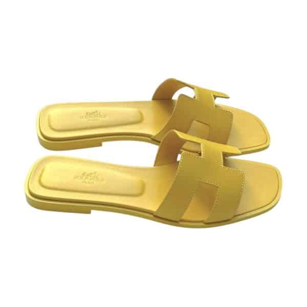 Hermes Oran 38.5 EU Jaune Imperial Sandals - Image 3