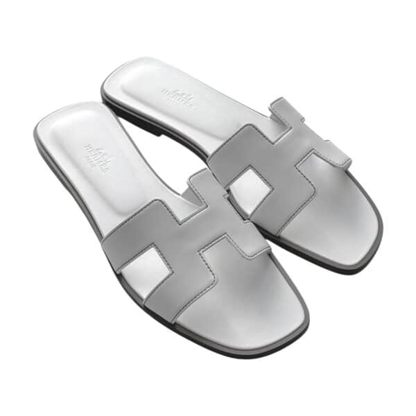 Hermes Oran 38.5 EU White Sandals - Image 2