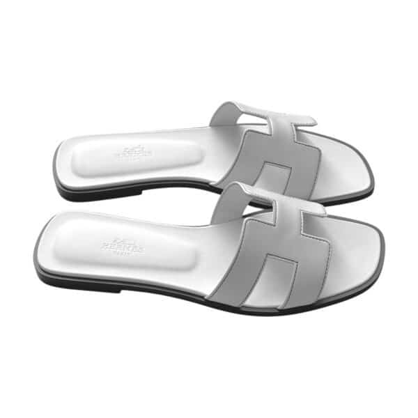 Hermes Oran 38.5 EU White Sandals - Image 3