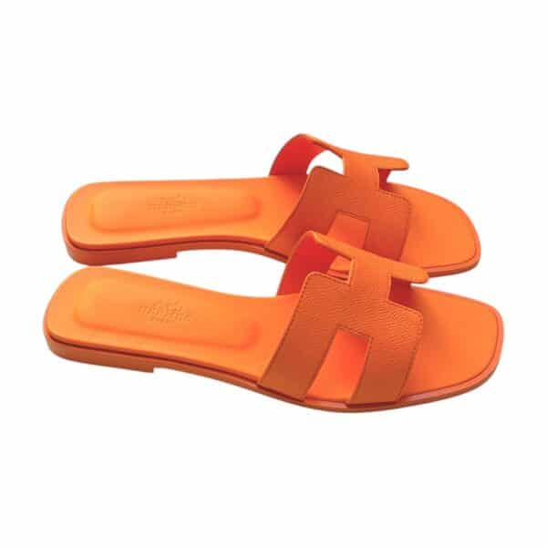 Hermes Oran 38.5 EU Orange Sunset Sandals - Image 3
