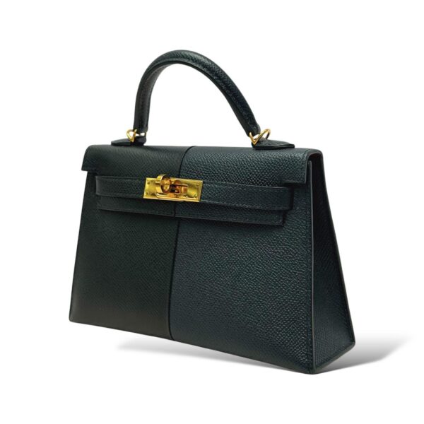 Hermes Kelly Mini Bleu Indigo/Black Casaque Epsom GHW - Image 5