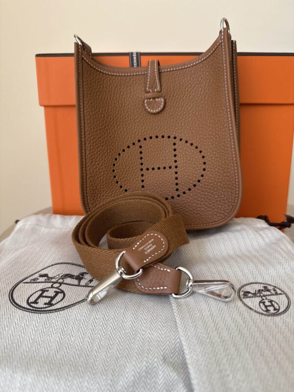 Hermes Mini Evelyne Gold Clemence PHW - Image 5