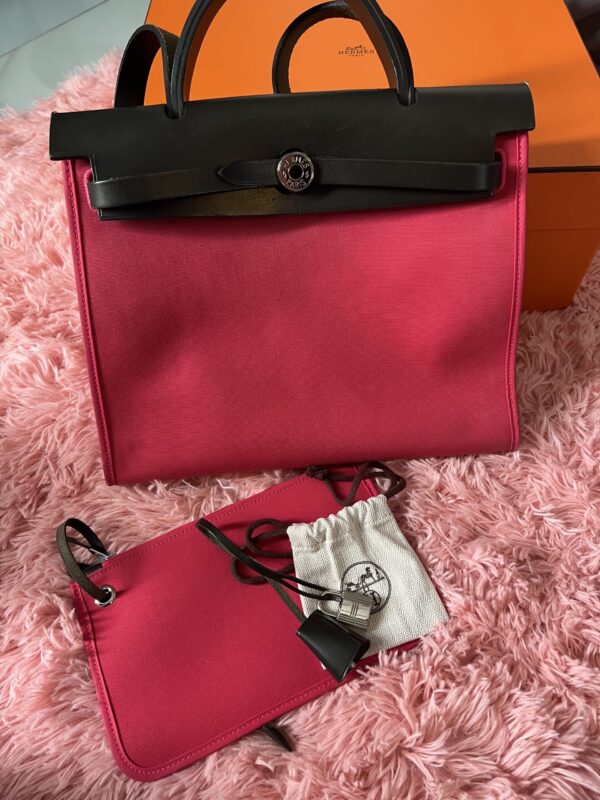 Hermes Herbag Zip 31 Rose Extreme Canvas PHW - Image 2