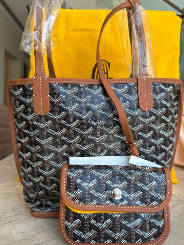 Goyard Mini Anjou Black Natural Tote Bag - Image 2