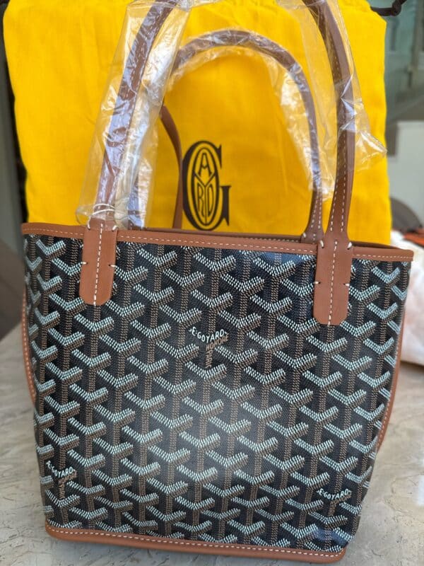 Goyard Mini Anjou Black Natural Tote Bag - Image 3
