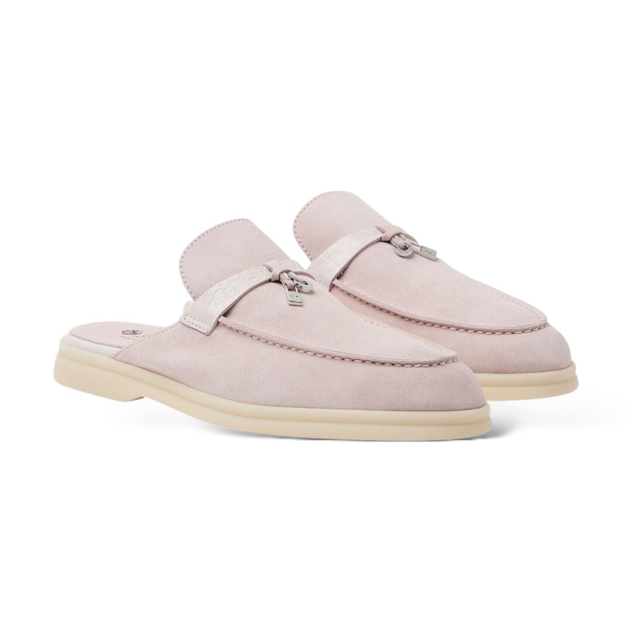 LP Charms Walk Babouche Loafer Bisque Cream mix White Suede With Rabbit Fur Lining 206243