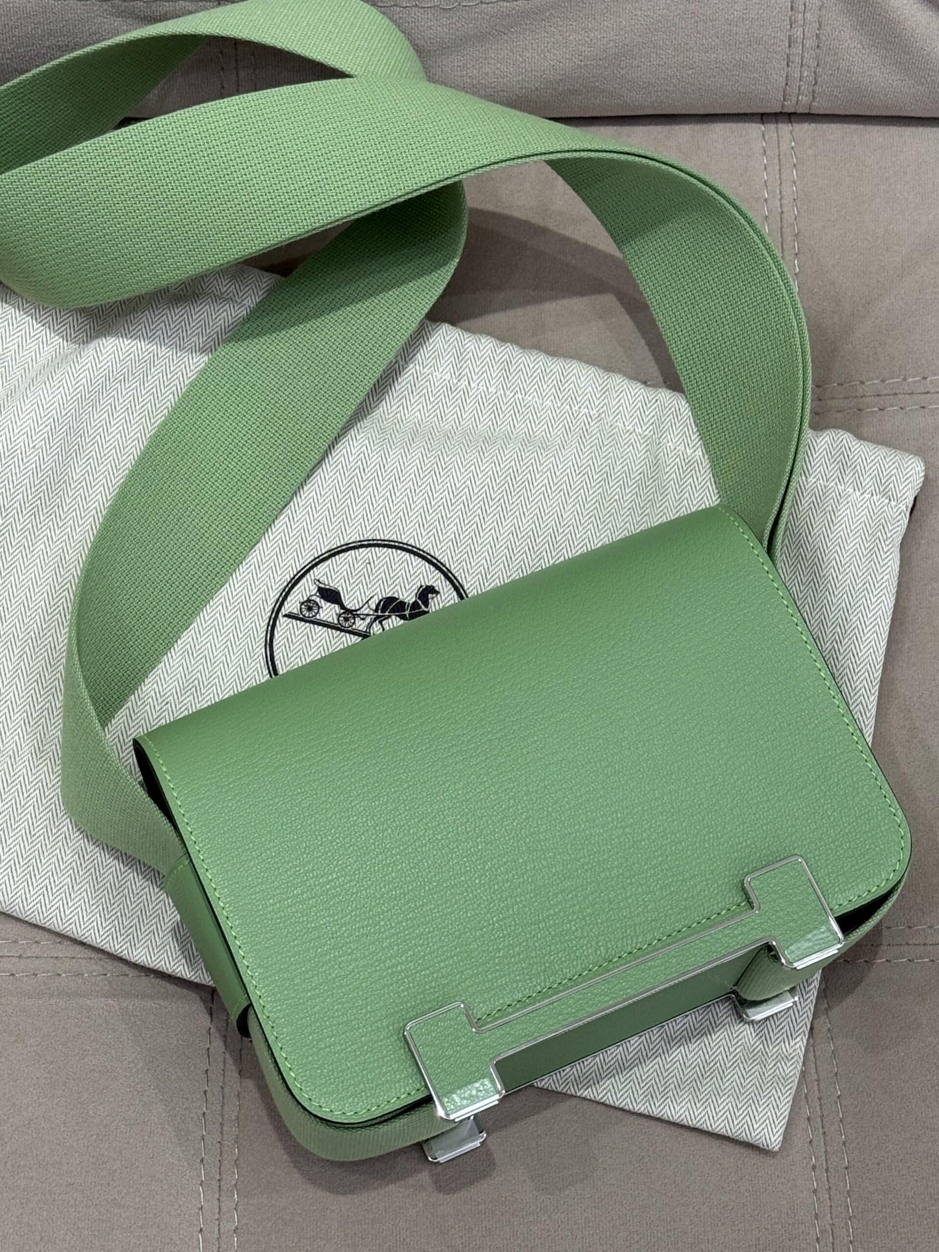 Hermes Geta Bag Menthe Chevre PHW - Image 3