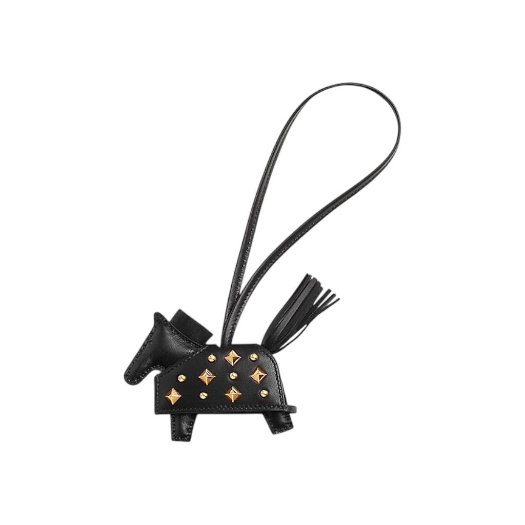 Hermes Rodeo Charm Robeo Rock Black Yellow Gold Finish PM