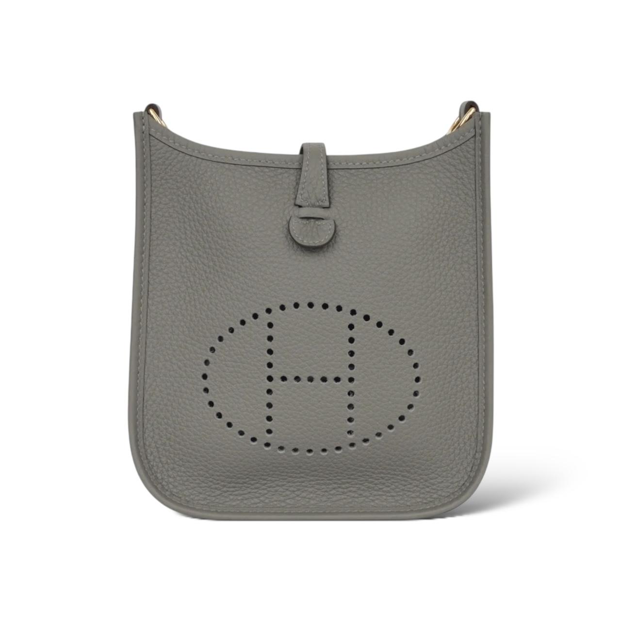 Hermes Mini Evelyne Gris Meyer Clemence GHW