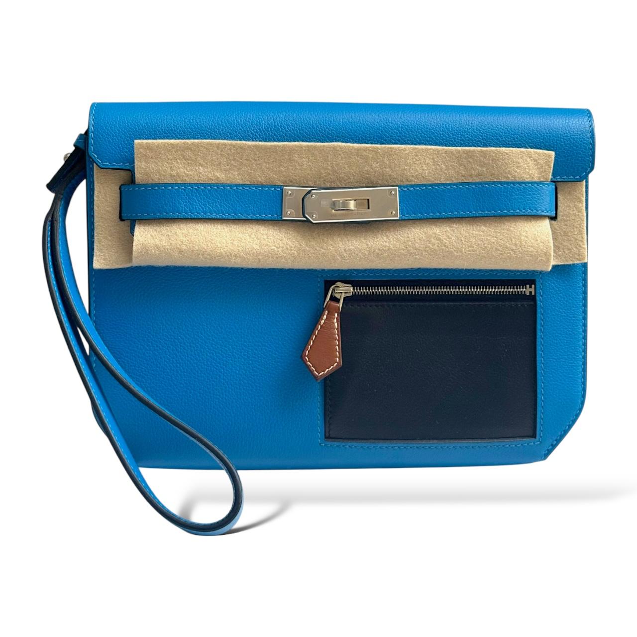 Hermes Depeche Colormatic Bleu Hydra/Black/Fauve Evercolor PHW