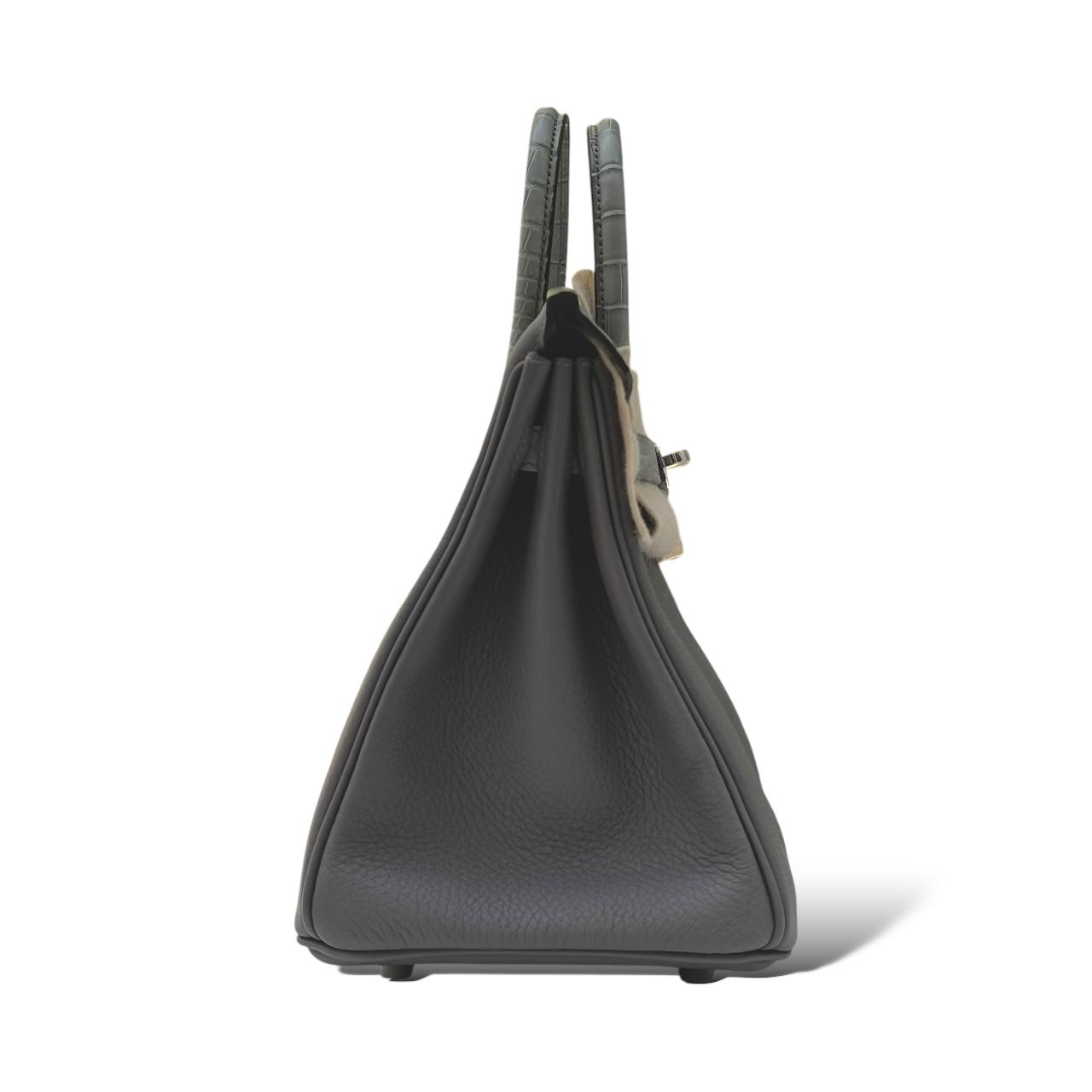 Hermes Birkin 25 Gris Ciment/Gris Meyer Touch Croco PHW - Image 3