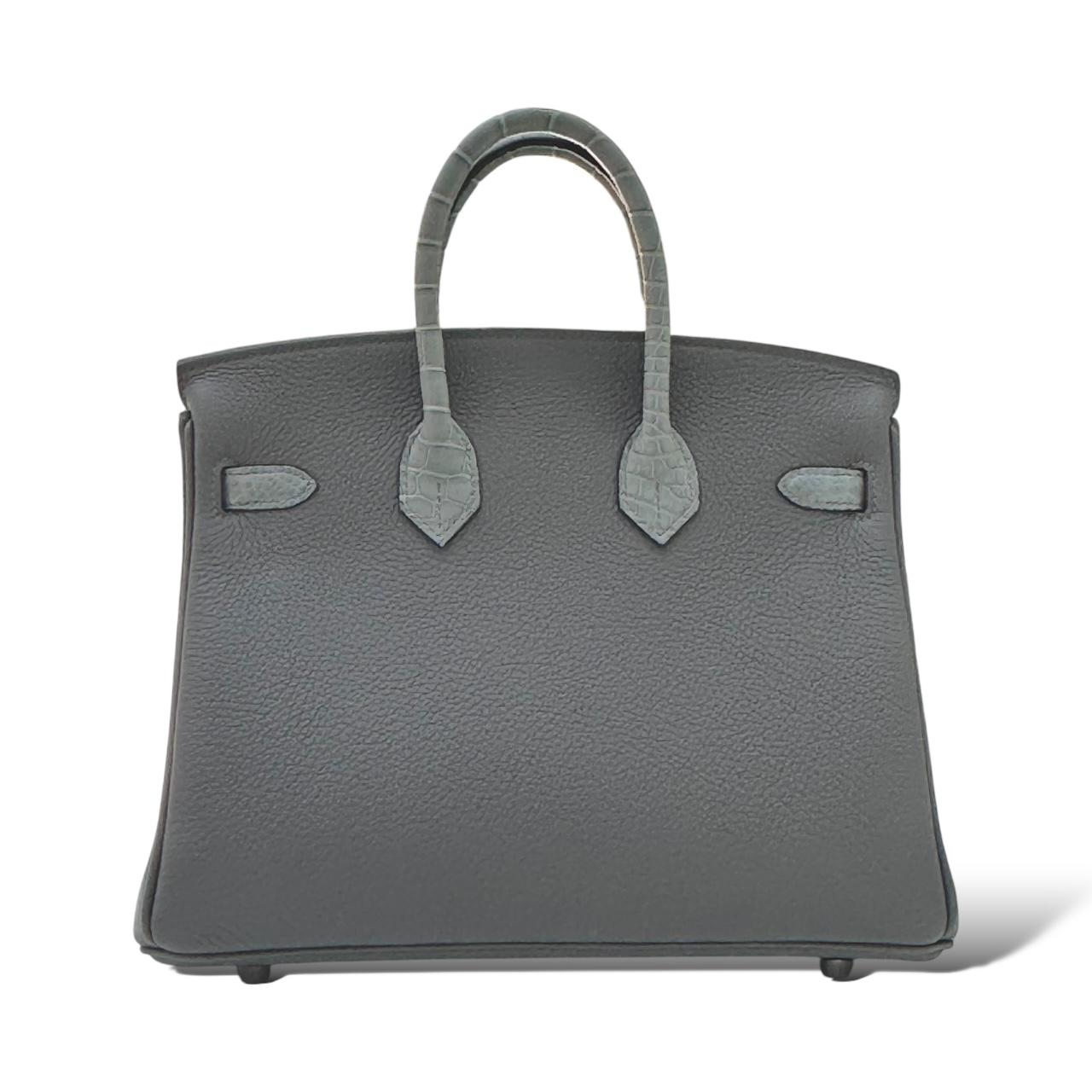 Hermes Birkin 25 Gris Ciment/Gris Meyer Touch Croco PHW - Image 4