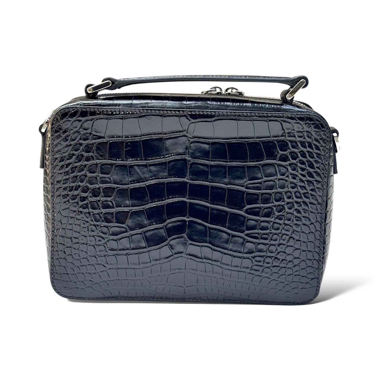 Prada Brique Black Croco Leather Bag - Image 5