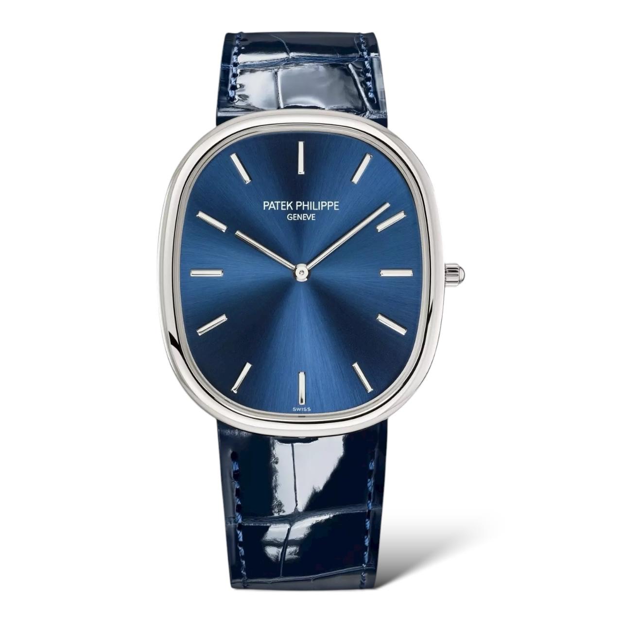 Patek Philippe Golden Ellipse 34.5 x 39.5 mm 5738P-001 Navy Blue Alligator Leather