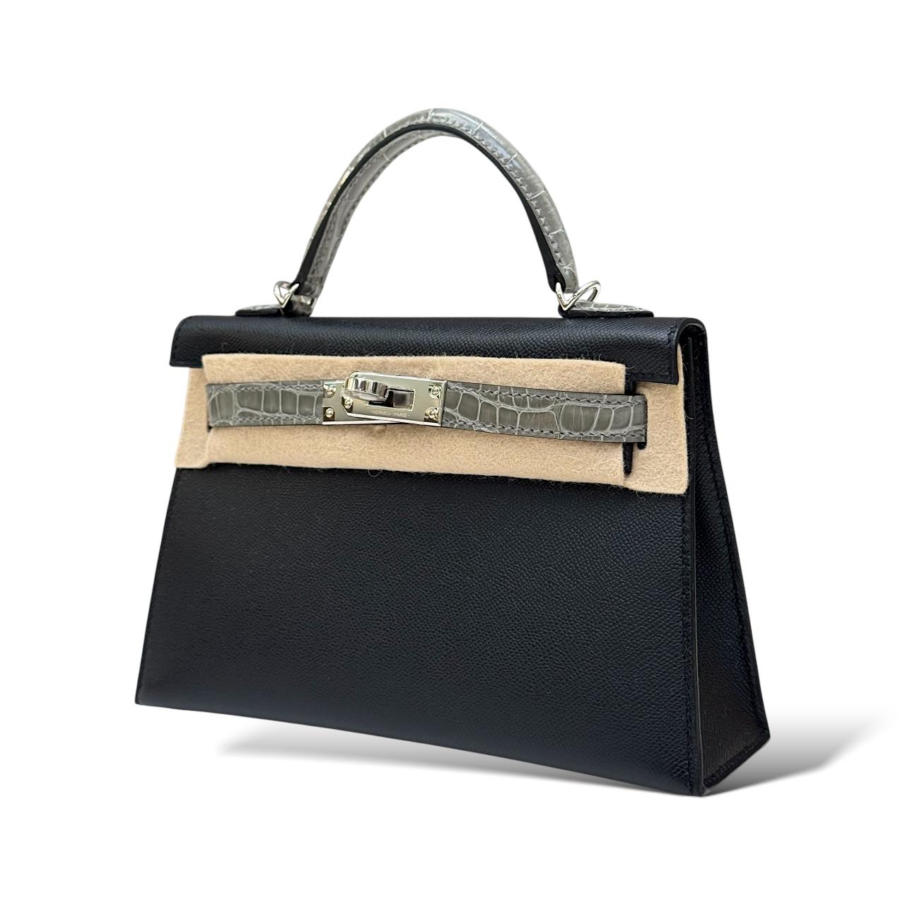 Hermes Kelly Mini Black/Gris Ciment Touch PHW - Image 5
