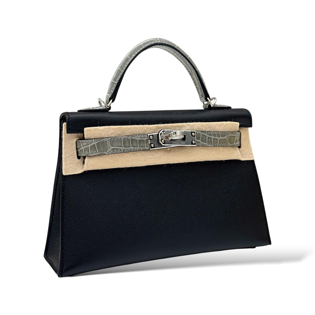 Hermes Kelly Mini Black/Gris Ciment Touch PHW - Image 2