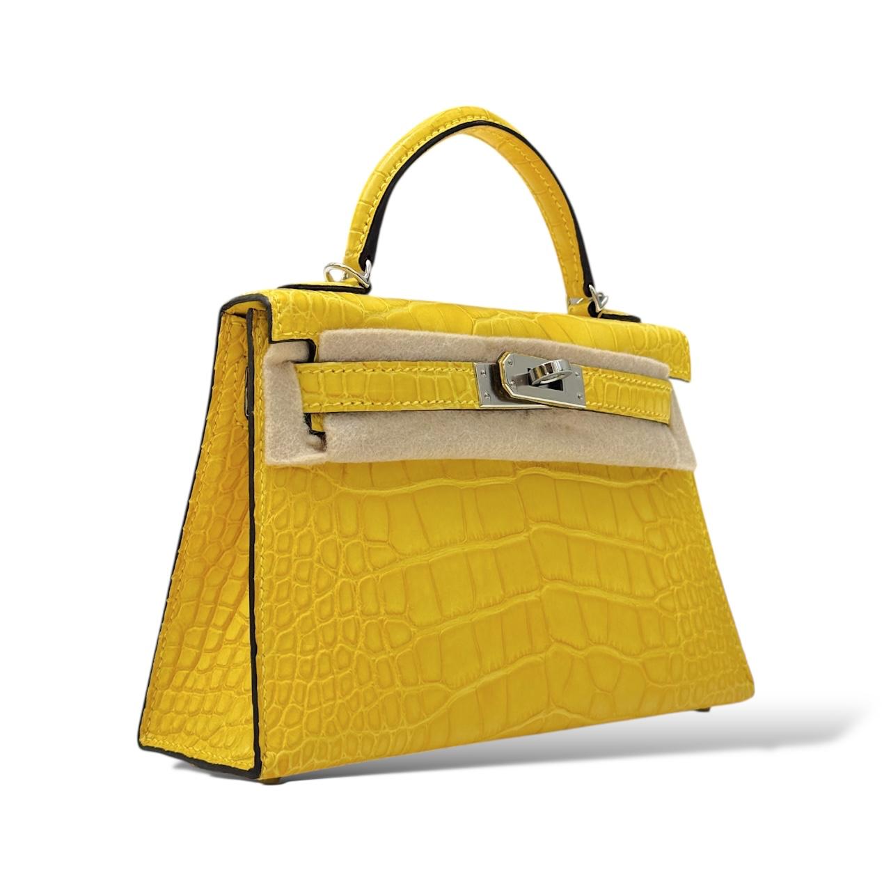 Hermes Kelly Mini Mimosa Alligator PHW - Image 2