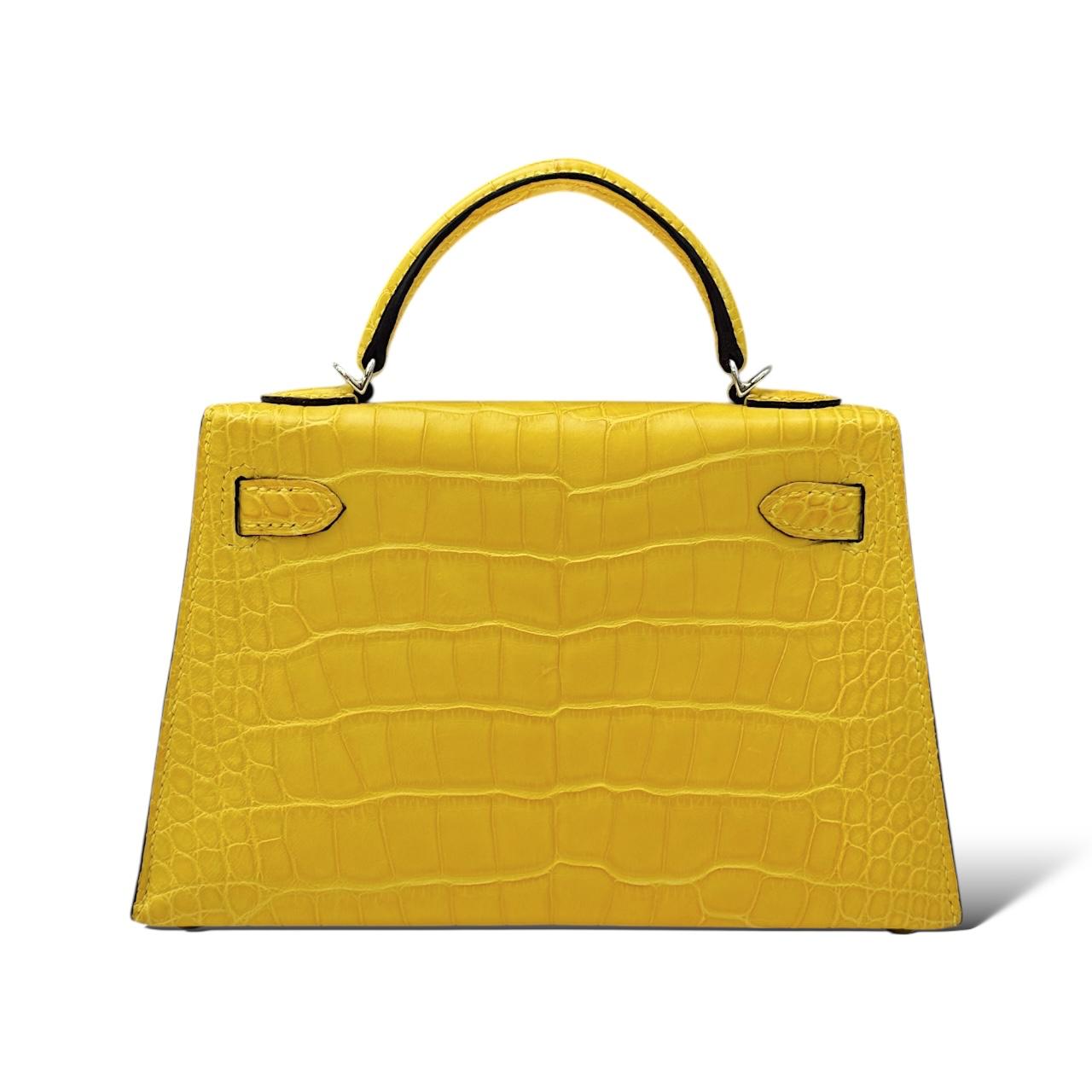 Hermes Kelly Mini Mimosa Alligator PHW - Image 4