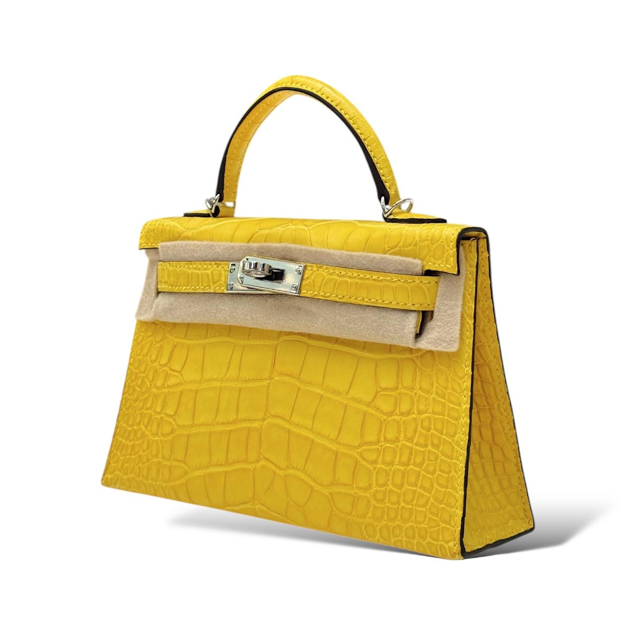 Hermes Kelly Mini Mimosa Alligator PHW - Image 5