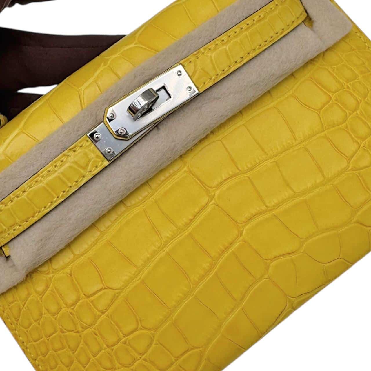 Hermes Kelly Mini Mimosa Alligator PHW - Image 8