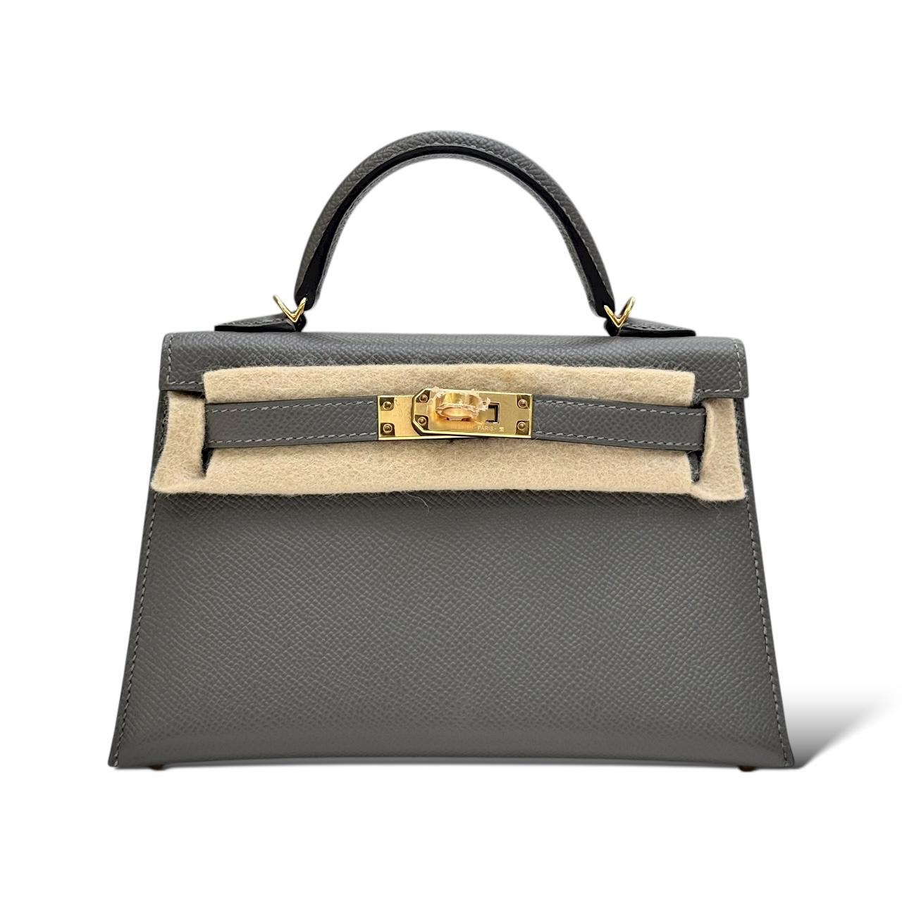 Hermes Kelly Mini Gris Meyer Epsom GHW