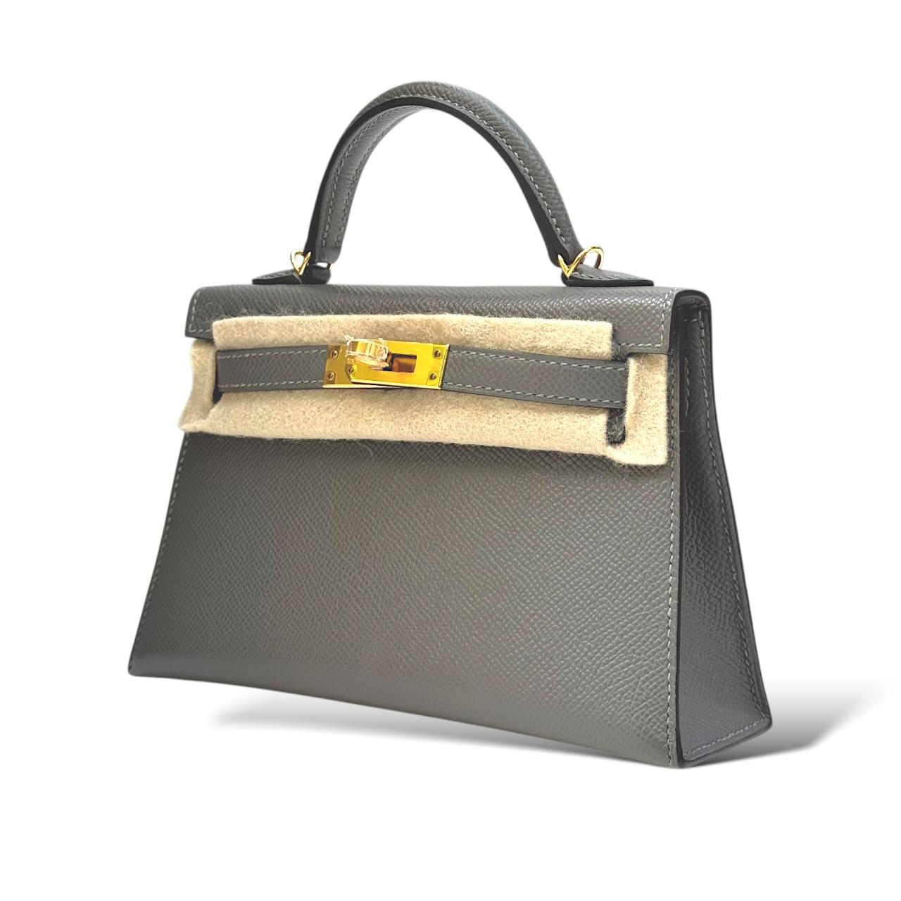 Hermes Kelly Mini Gris Meyer Epsom GHW - Image 5